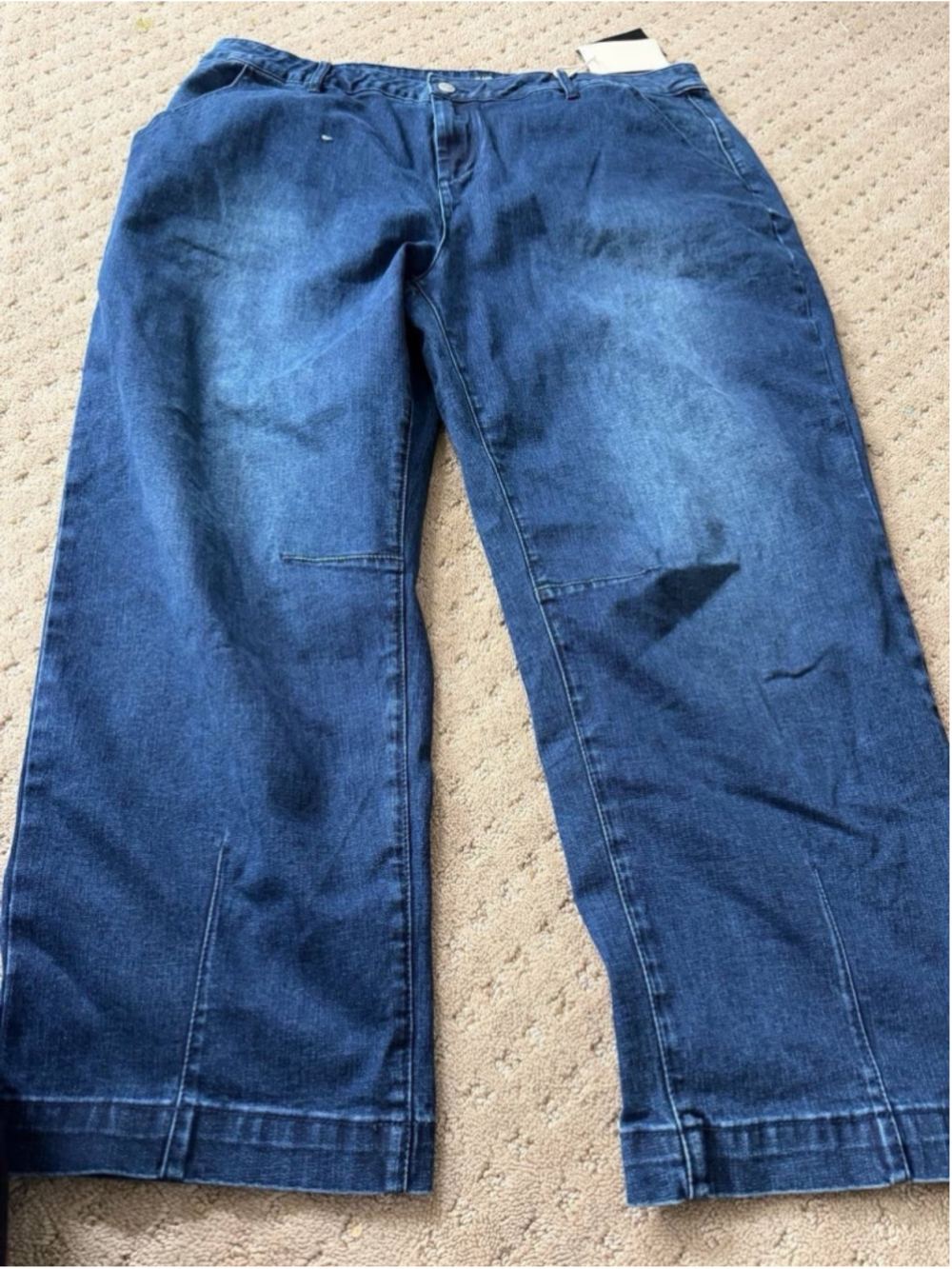 Flamingals Crop Straight Leg Navy Blue Jeans 4XL